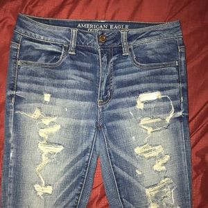 AEO highly distressed jeans